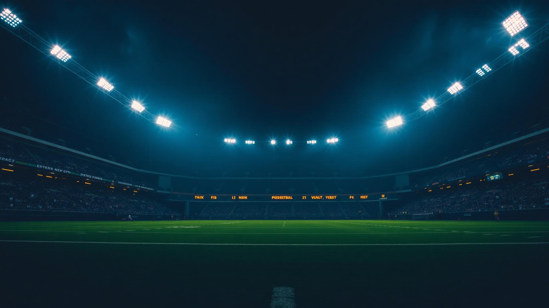 A stadium at night under floodlights